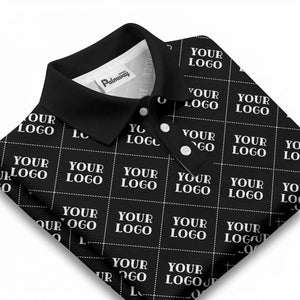 your logo diamond grid monochrome custom polo shirt for men