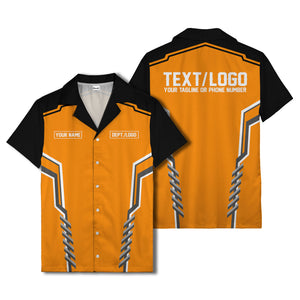bowling team stripe name box hawaiian shirt for men