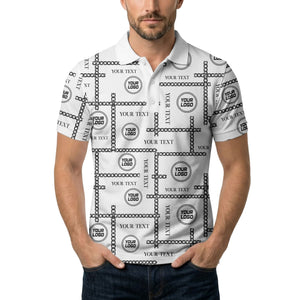 chain link grid custom logo monochrome polo shirt for men