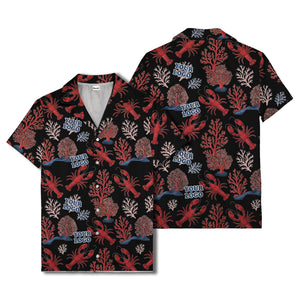 coral reef lobsters & watercolor logo repeat hawaiian shirt