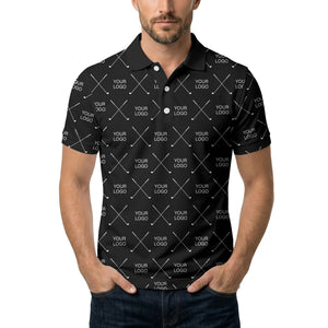 crossed golf clubs & logo repeat graphic polo shirt for men