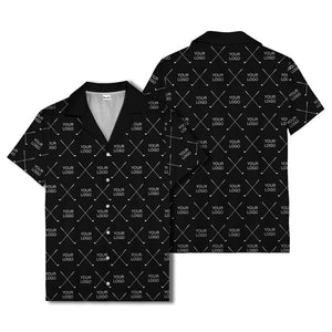 crossed golf clubs logo repeat pattern hawaiian shirt for men