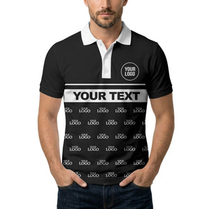 custom monogram logo repeat & text banner all over polo shirt