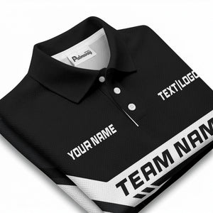 customizable team name geometric stripes polo shirt for men