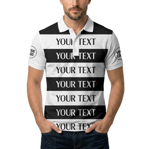 customizable text on bold horizontal stripes polo shirt