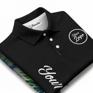 gradient fade palm trees silhouette polo shirt with custom text
