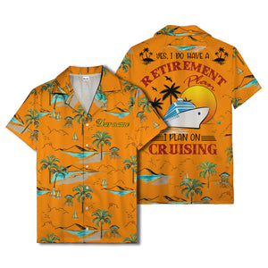 island paradise palm trees & sailboats sunset hawaiian shirt