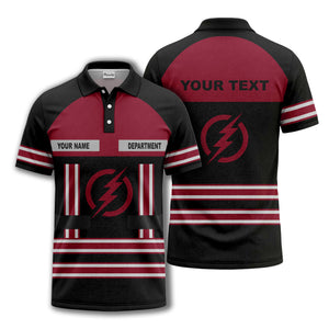 lightning bolt emblem & stripes corporate polo shirt