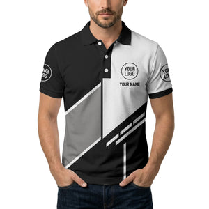 modern diagonal stripe custom logo men's golf polo shirt