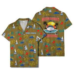 palm trees sailboats hibiscus island paradise hawaiian shirt