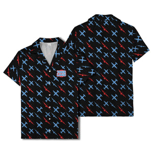 vintage airplane repeat pattern hawaiian shirt for aviation fans