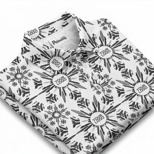 watercolor sunburst floral repeat pattern golf polo shirt