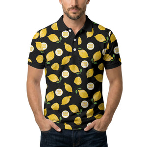 zesty lemon slices & leaf motif playful summer polo shirt