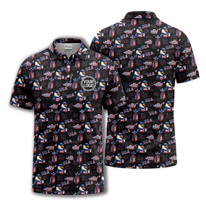 bald eagles golf bags fireworks patriotic polo shirt for men