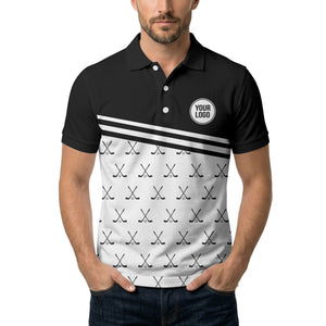 crossed golf clubs & balls repeat pattern polo shirt for men