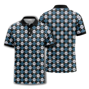 custom diamond grid circular logos polo shirt for men