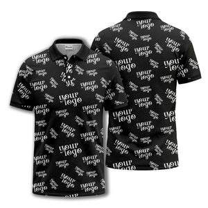 custom logo repeat typography minimalist polo shirt