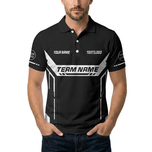 customizable team name geometric stripes polo shirt for men