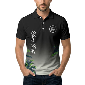 gradient fade palm trees silhouette polo shirt with custom text