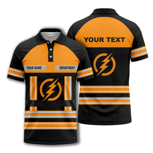 lightning bolt emblem & stripes corporate polo shirt
