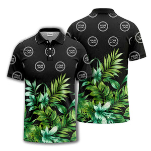 watercolor exotic ferns & logo circle polo shirt