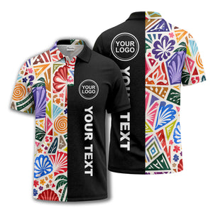 watercolor palm leaves swirls custom geometric all over print polo shirt