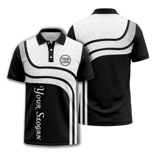 wave hexagon graphic golf polo shirt with custom logo