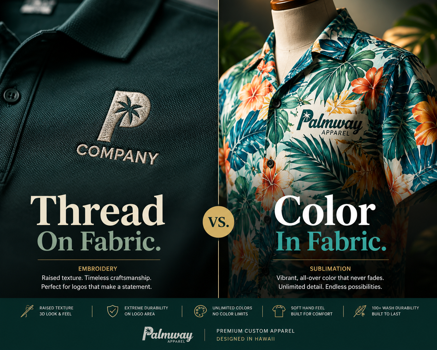 Embroidered Shirts vs Sublimation: Thread, Dye, and Full-Coverage Branding