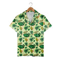 Chartreuse Botanical Hawaiian Shirt with Abstract Brushstrokes
