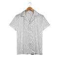 Elegant Gray Hawaiian Shirt with Embossed Floral and Heart Vine Pattern