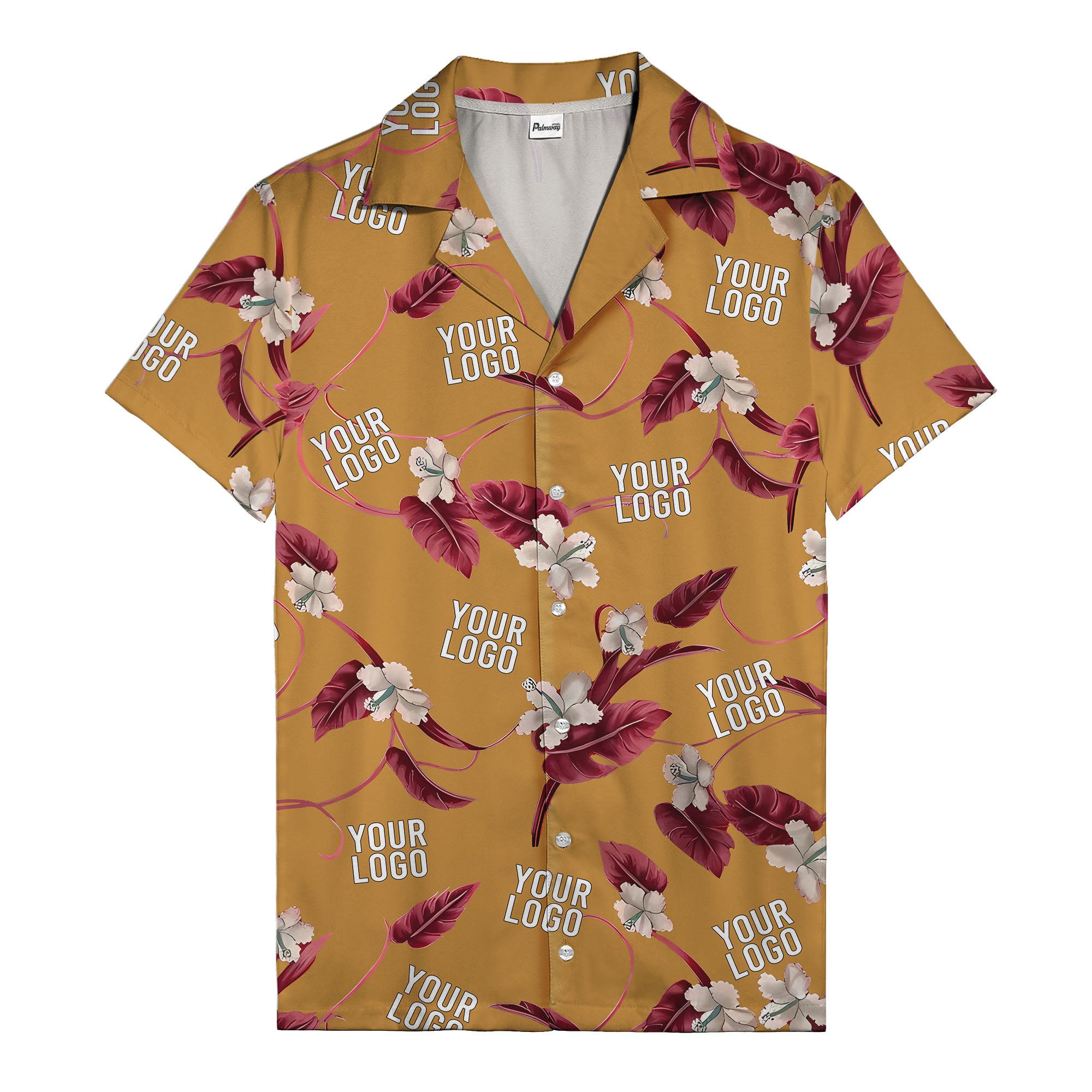 watercolor hibiscus & monstera black hawaiian shirt for men
