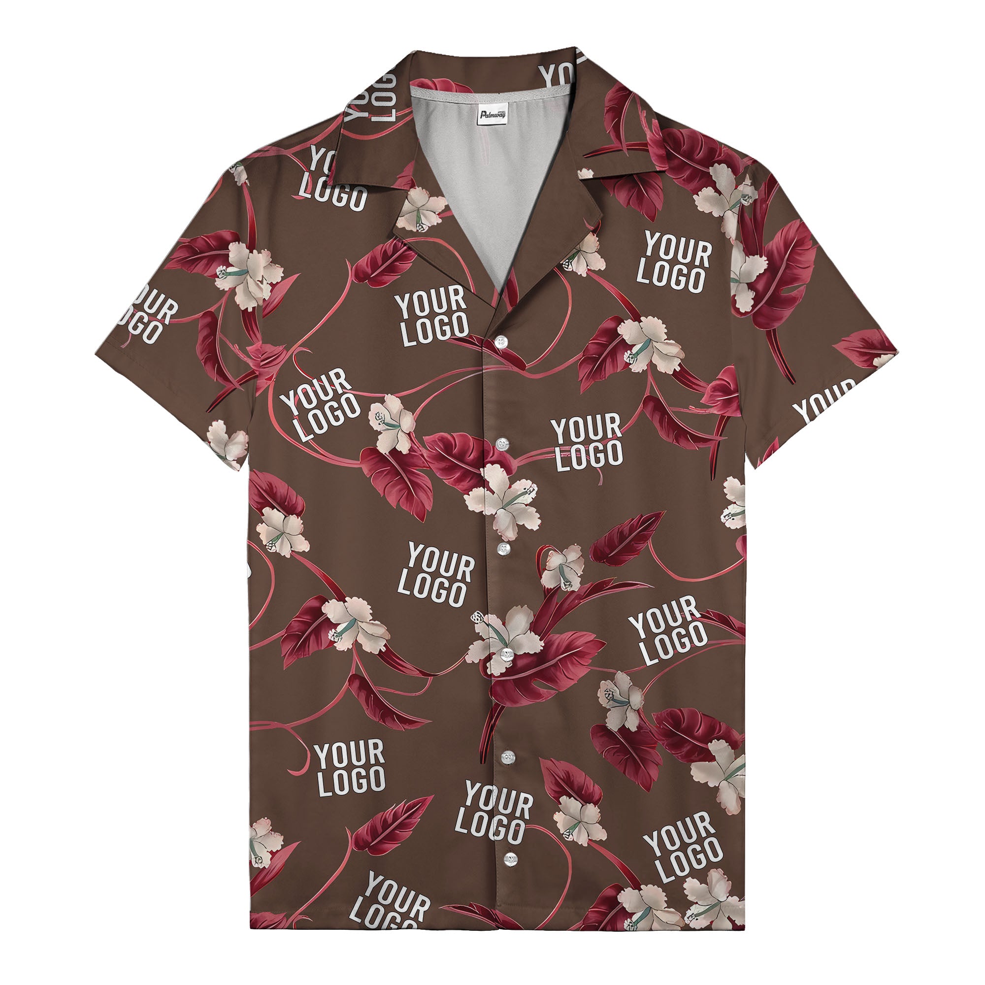 watercolor hibiscus & monstera black hawaiian shirt for men