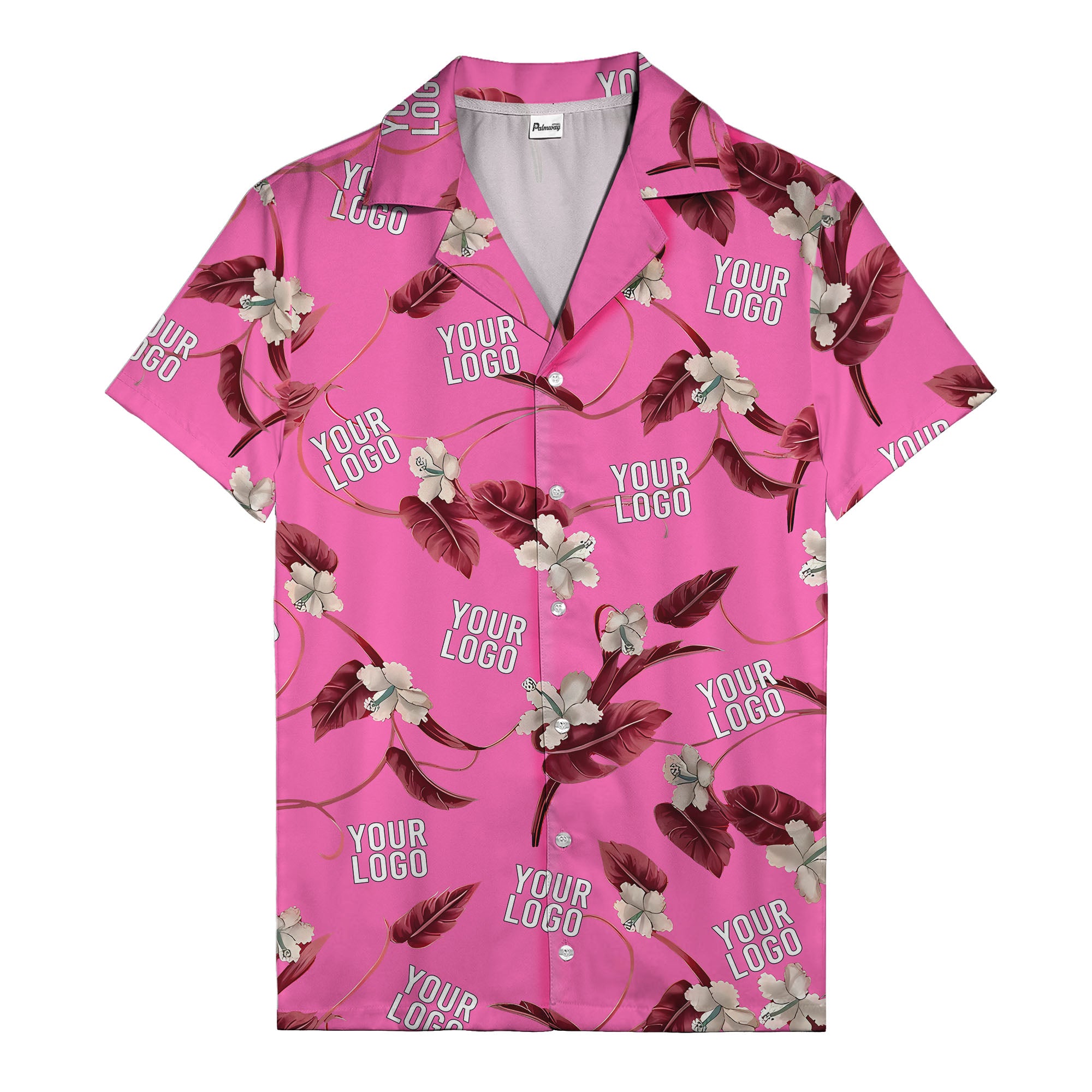 watercolor hibiscus & monstera black hawaiian shirt for men