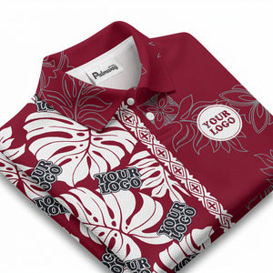tropical leaf pattern polo custom polo shirt