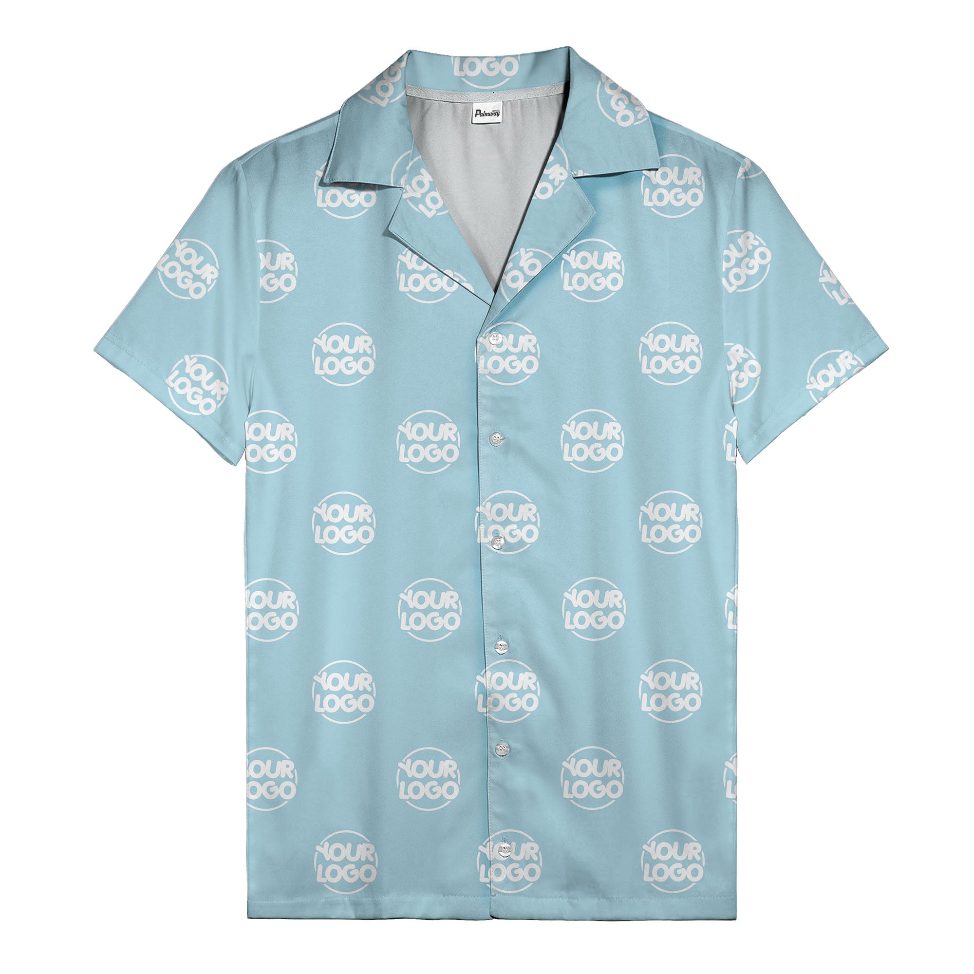 custom logo repeat black white grid hawaiian shirt for men