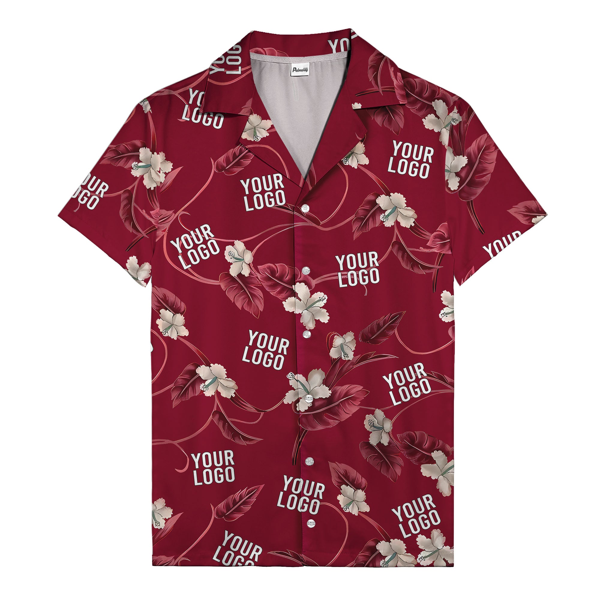 watercolor hibiscus & monstera black hawaiian shirt for men