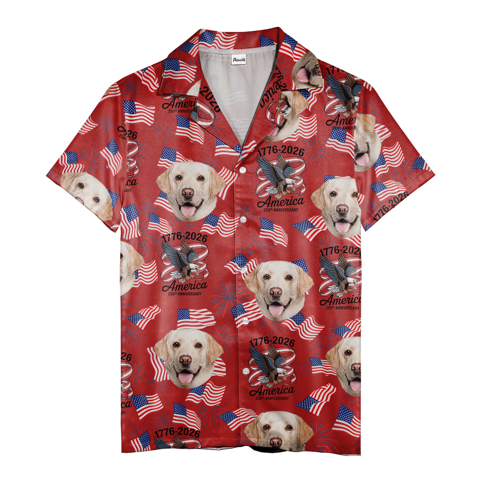 1776 america 250th anniversary labrador & bald eagle patriotic dog hawaiian shirt for men