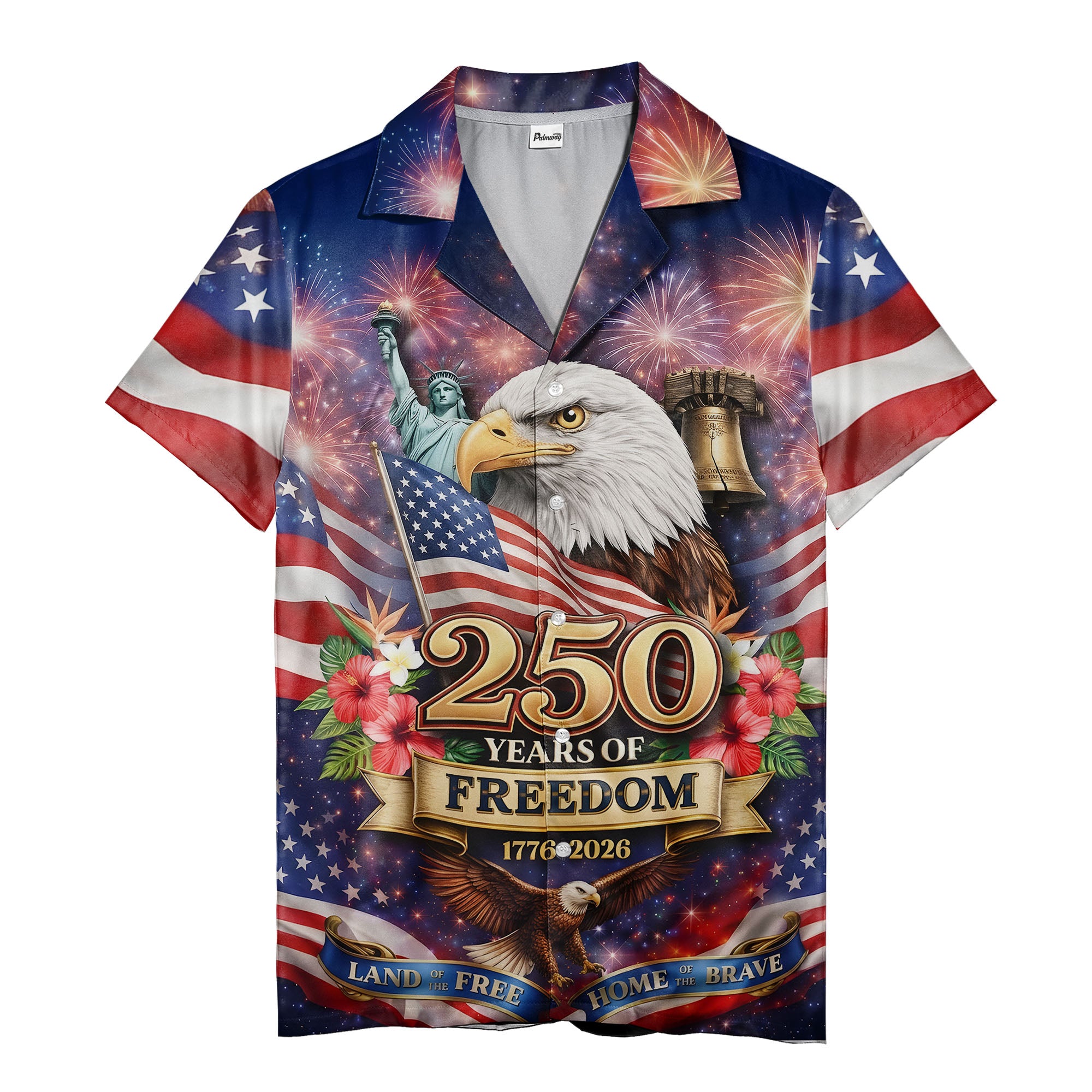250 Years Of Freedom Stars & Stripes Aloha Shirt With Eagle & Liberty Hawaiian Shirt