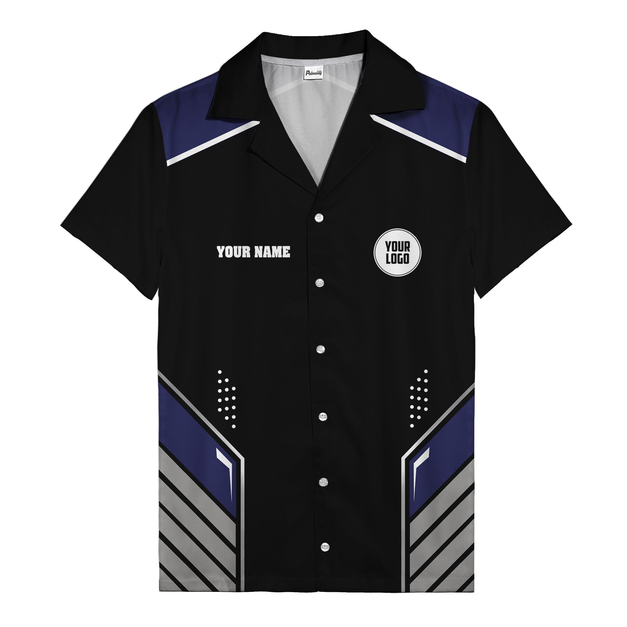 abstract black geometric dots & lines modern art hawaiian shirt for men