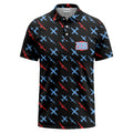 airplane silhouette repeat aviation graphic polo shirt for men