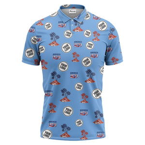 america 250 tropical islands palm flags illustrated patriotic polo shirt for men
