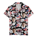 america 250th anniversary floral hawaiian shirt with flags & hibiscus flowers