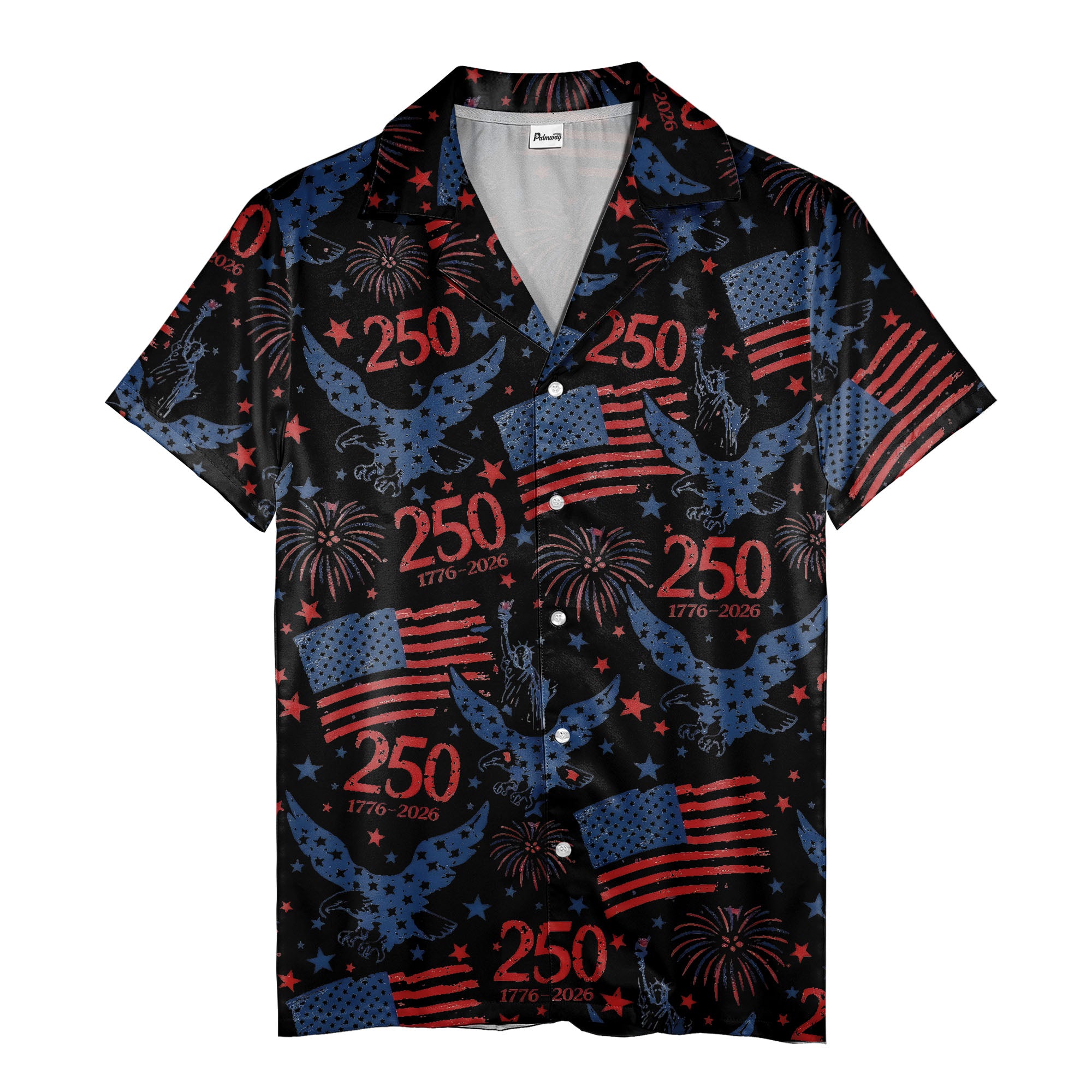 american 250th anniversary hawaiian shirt with eagles and fireworks all over print