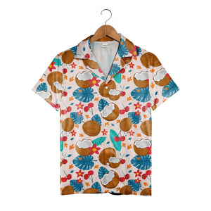 Aqua Blue Margarita Flip-Flop Hawaiian Shirt with Watermelon and Popsicles