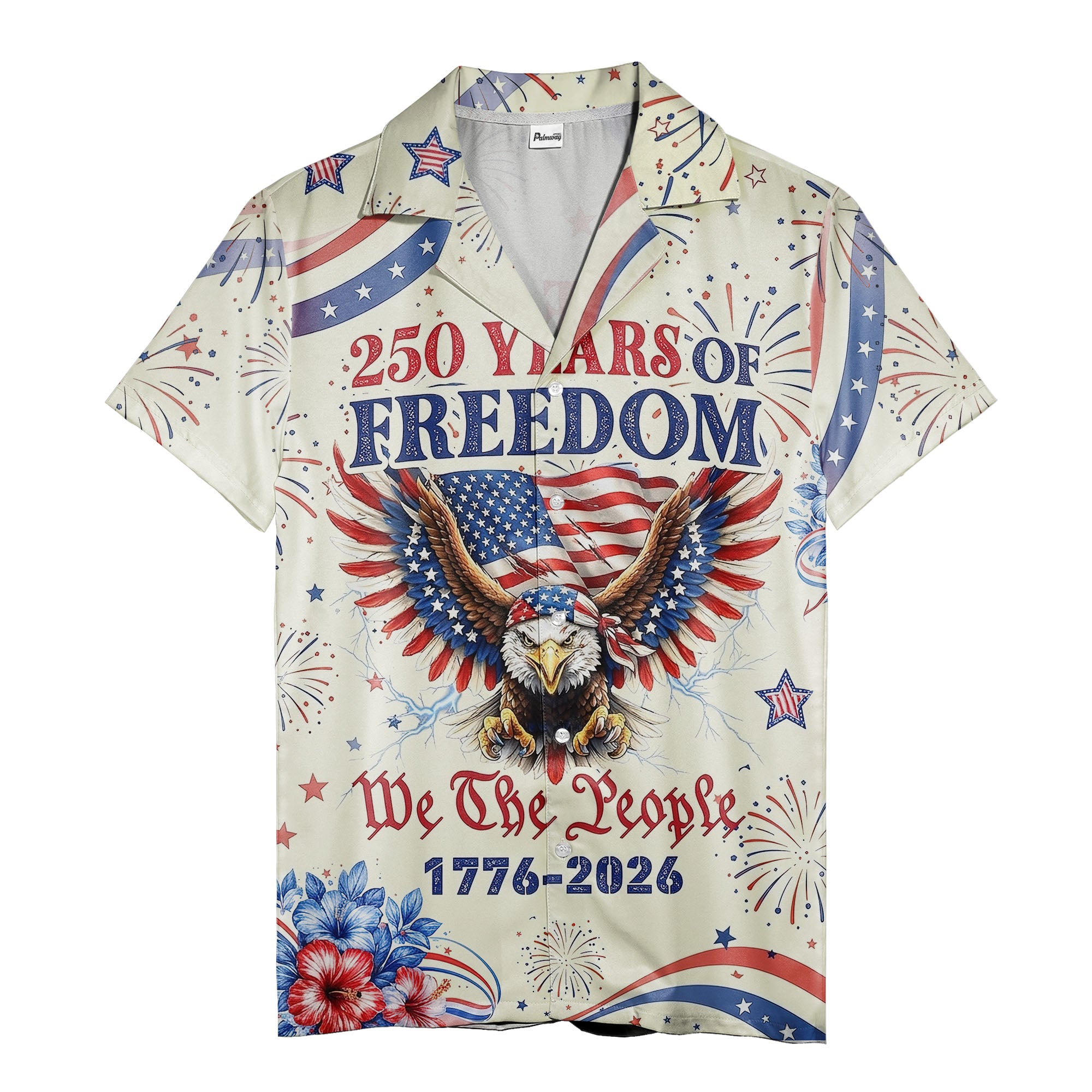 bald eagle american flag fireworks hawaiian shirt for independence day