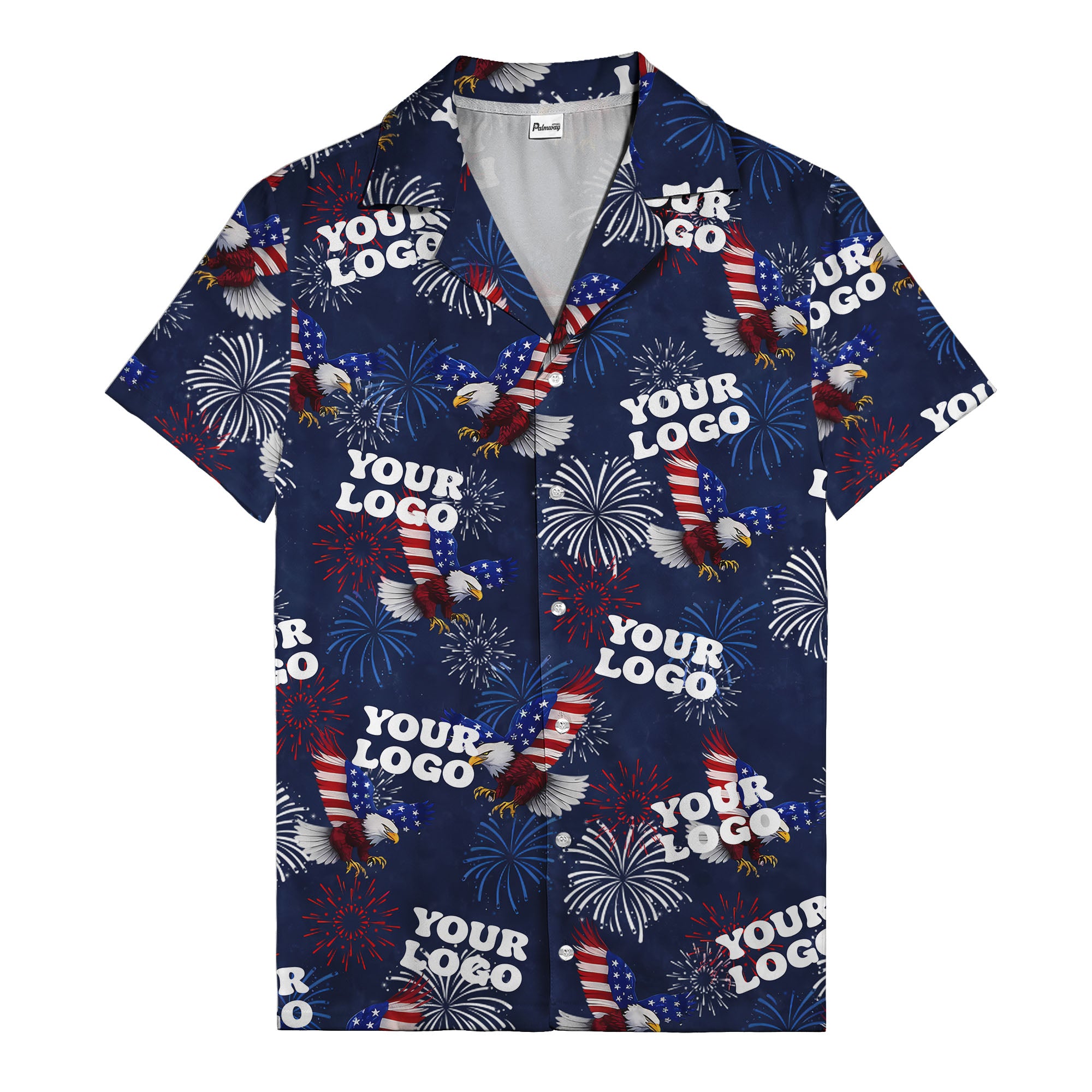 bald eagles fireworks american flag burst navy blue patriotic hawaiian shirt