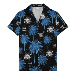 best dad ever palm trees & birds navy blue hawaiian shirt for men