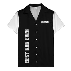 best dad ever vertical name personalized black graphic hawaiian shirt for men