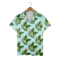 Black Elegant Monstera Hawaiian Shirt with Lime Green Mint Gradient Leaves