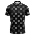 black repeat custom logo text pattern polo shirt for men